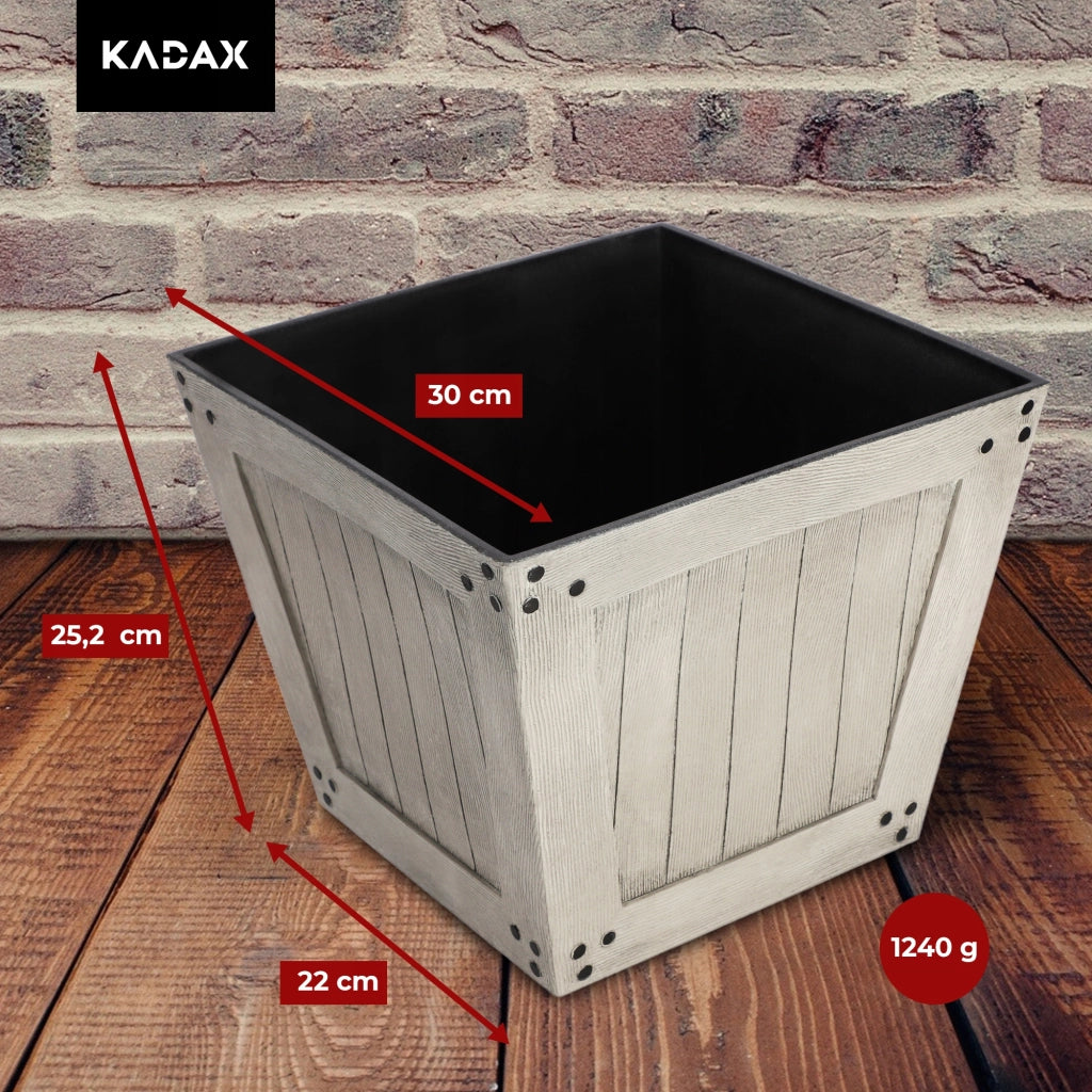 Vaso da fiori KADAX, quadrato, 30 cm, per balcone o terrazzo, grigio.