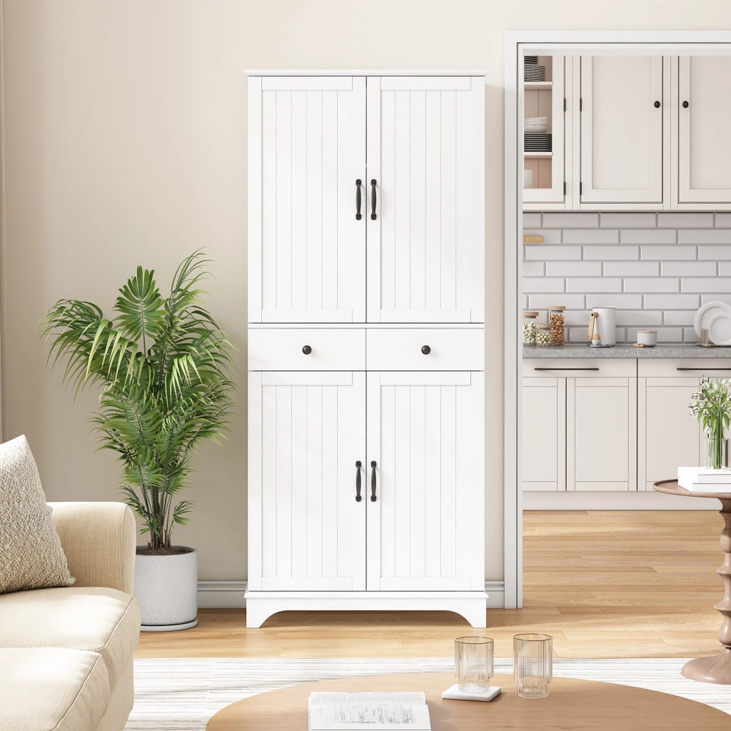 Mobile contenitore alto con ripiani regolabili e cassetti in MDF bianco per cucina soggiorno e studio 77 × 40 × 181 cm