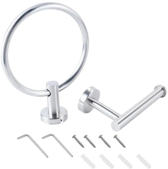 Accessori per la stanza da bagno in acciaio inossidabile - Appoggio per asciugamani - Maniglione - Finitura lucidata - Resistente alla ruggine - Ideale per ambienti umidi - Accessori per la stanza da bagno