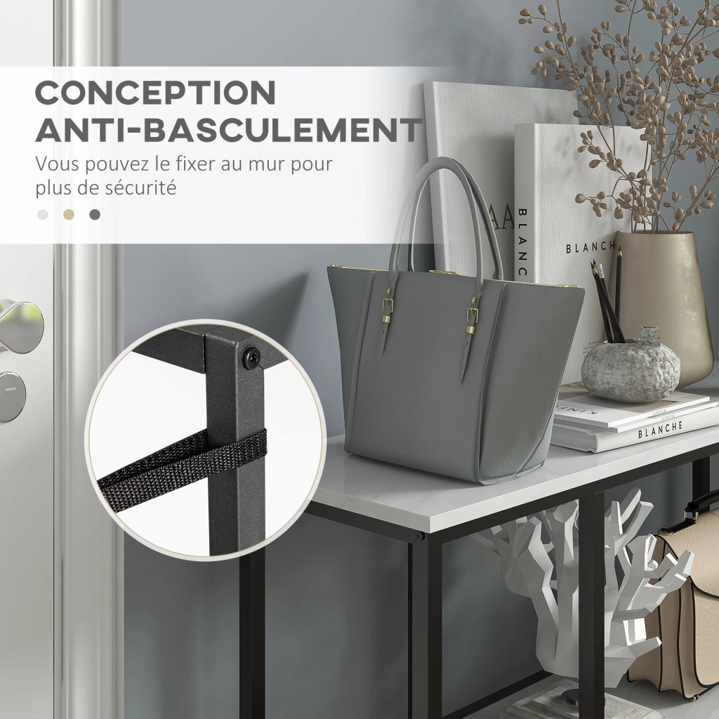 Tavolo console ¨C Zephmum ¨C Effetto marmo, acciaio, bianco, 100 cm