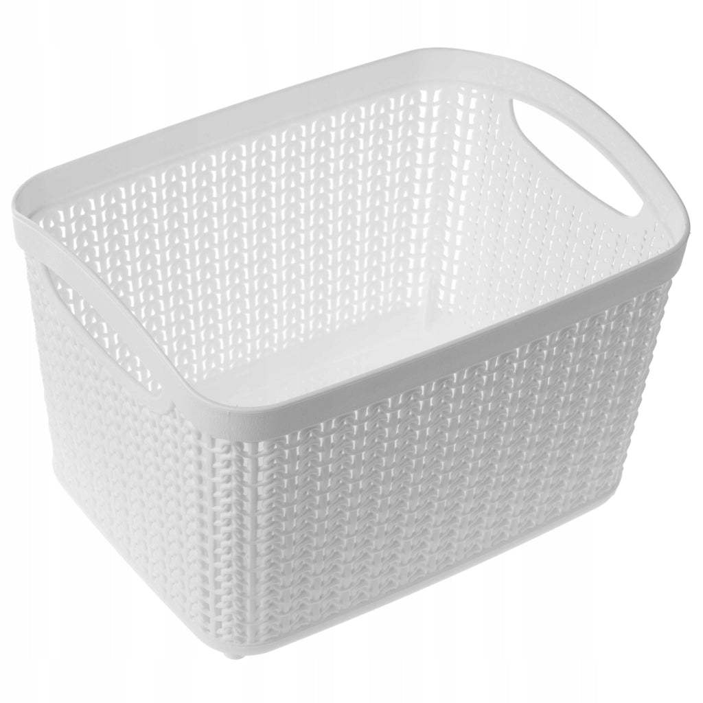Contenitore portaoggetti KADAX da 6,6 litri, cestino organizer in plastica bianca
