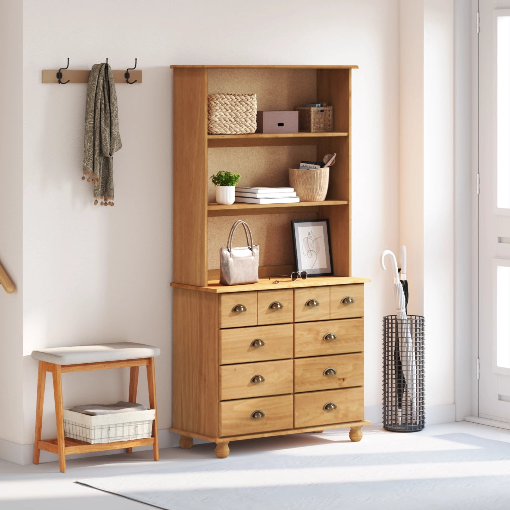 Hutch  'ASKIM'Miele bruno 91x40x183 cm Legno massello di pino