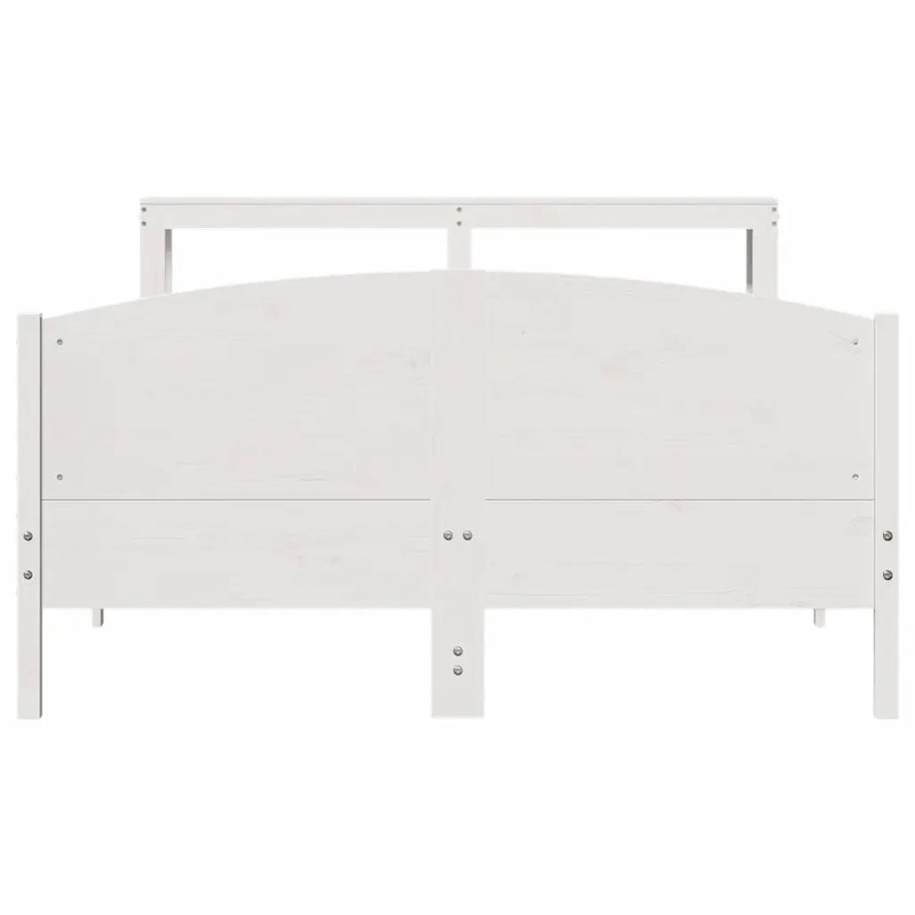 Letto senza Materasso Bianco 135x190 cm Legno Massello di Pino