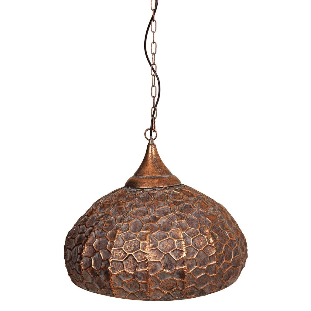 Plafoniera in metallo dorato 49x49x39/100h