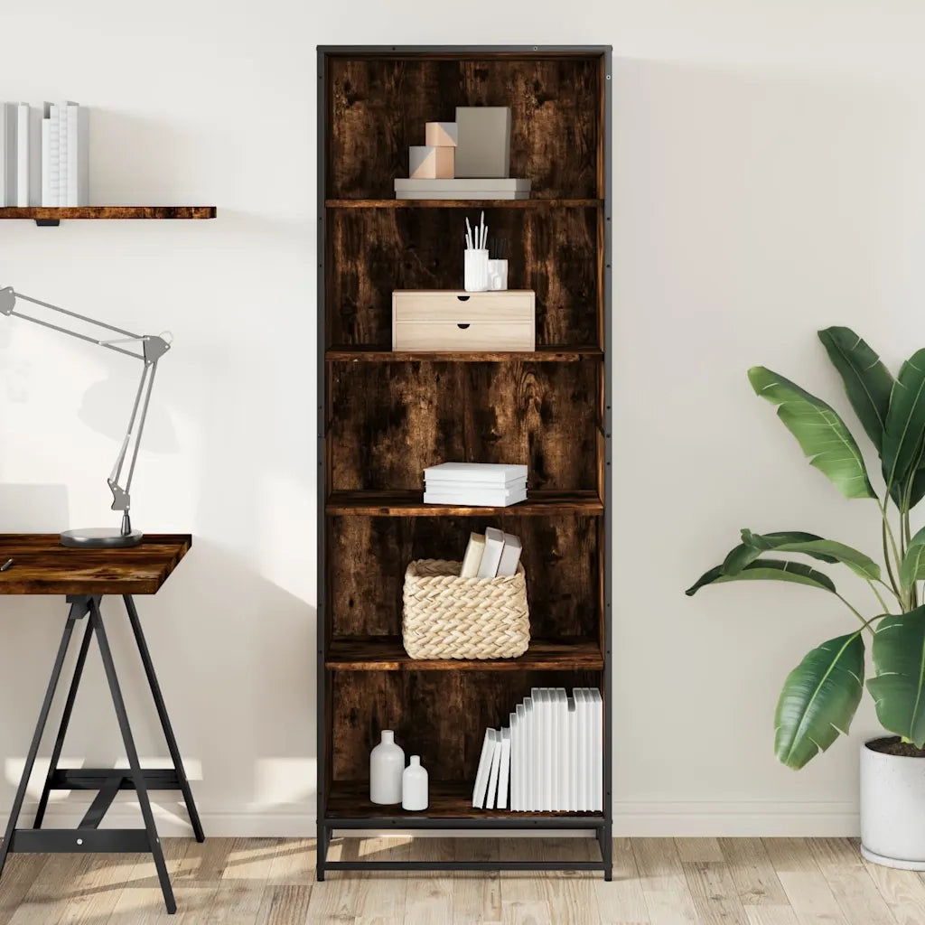 Libreria-Scaffale per Libri-Mobile di Stoccaggio Rovere Fumo 60x35x170,5 cm in Truciolato