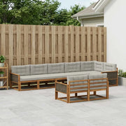 Set di divani da esterno 8 pcs Naturale e Grigio chiaro