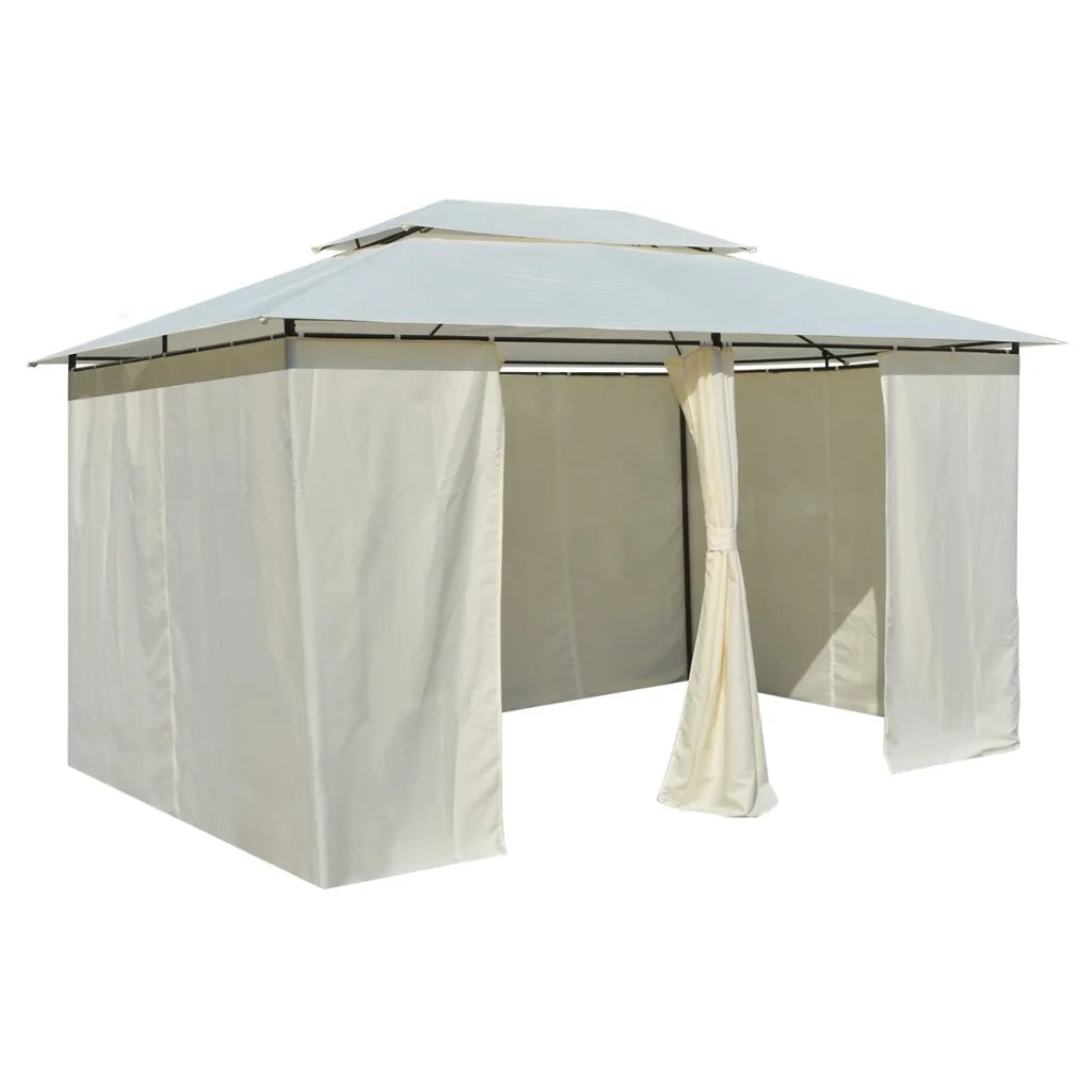 Gazebo da Giardino con Tende 4x3 m Bianco 43216