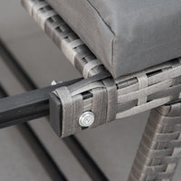 Divano da Giardino 2 Posti con Imbottitura e Braccioli Ribaltabili 129x63x67 cm in Rattan Grigio