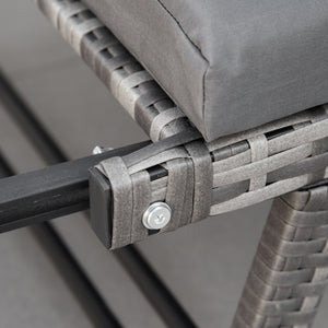 Divano da Giardino 2 Posti con Imbottitura e Braccioli Ribaltabili 129x63x67 cm in Rattan Grigio