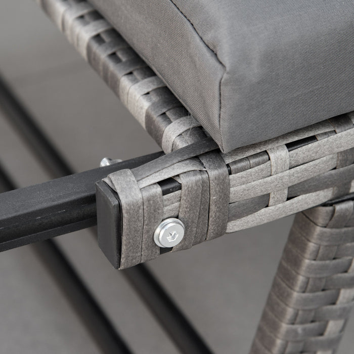 Divano da Giardino 2 Posti con Imbottitura e Braccioli Ribaltabili 129x63x67 cm in Rattan Grigio