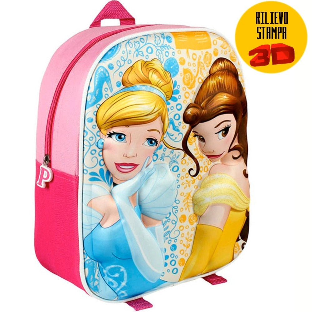 Trade Shop - Zainetto Principesse Disney Belle Cenerentola Stampa 3d Bambine Scuola Asilo -