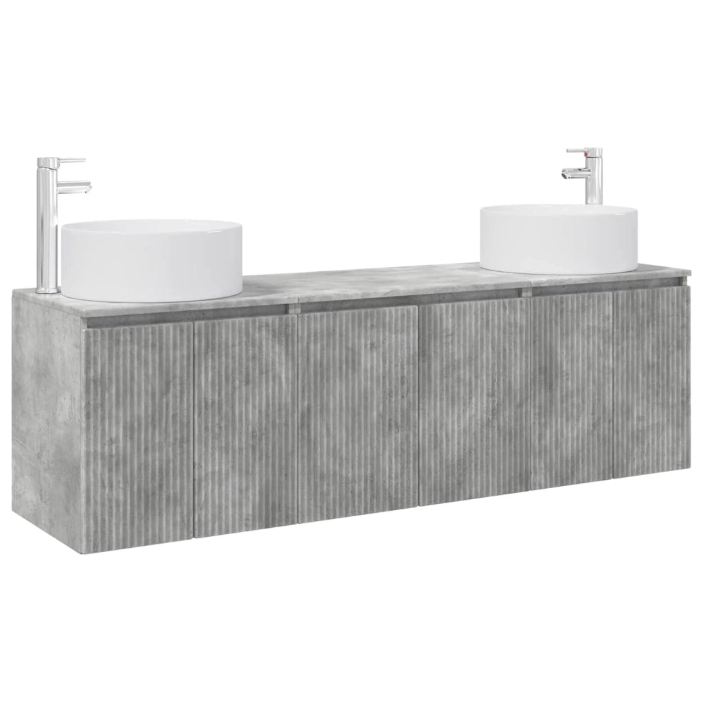 Set di Armadi da Bagno 3 pz Grigio Cemento 3405730