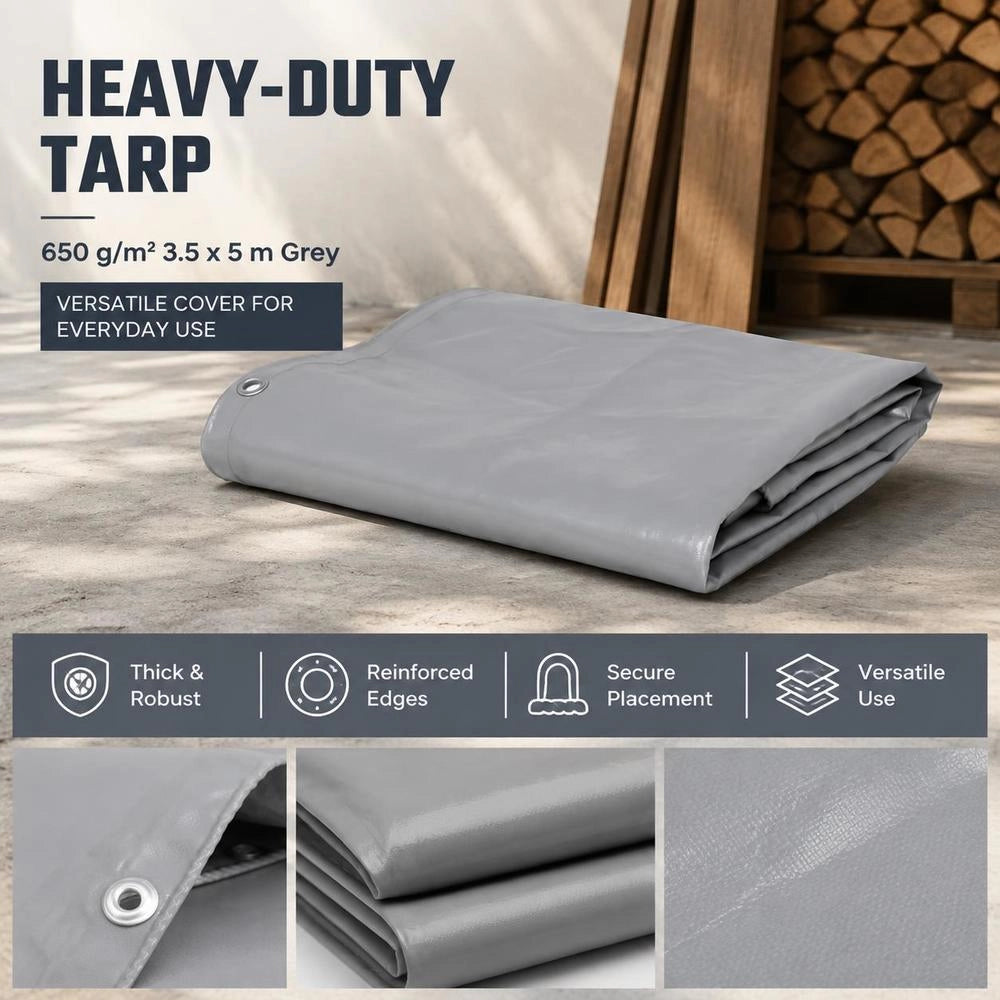 Tarpaulin 650 G/square Meter 3.5 X 5 M Grey