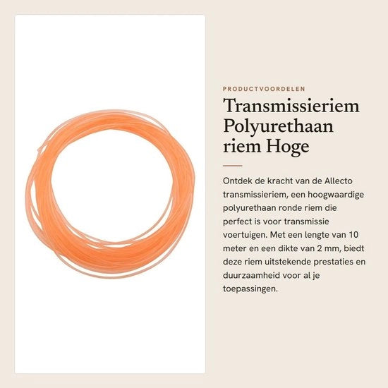 Rim di Trasmissione in PU 2mm - Rond Cinghia - Poliuretano - Alta Prestazione - 10m - Adatto per Molti Sistemi di Trasmissione