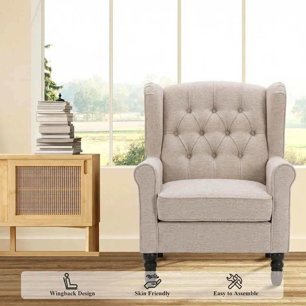 Poltrona Design Minimalista, Comfort e Stile per Interni Moderni - Beige
