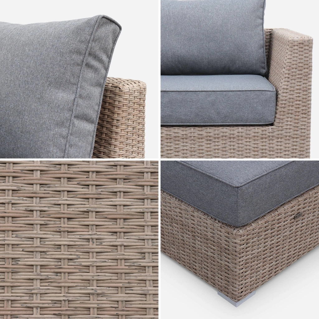 Salotto da giardino premium in resina intrecciata, 5 posti, marrone