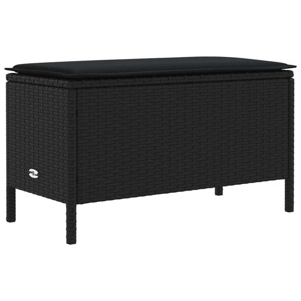 Sedia da giardino-Poggiapiedi da Giardino Nero 80 x 38 x 45 cm Rattan in PE