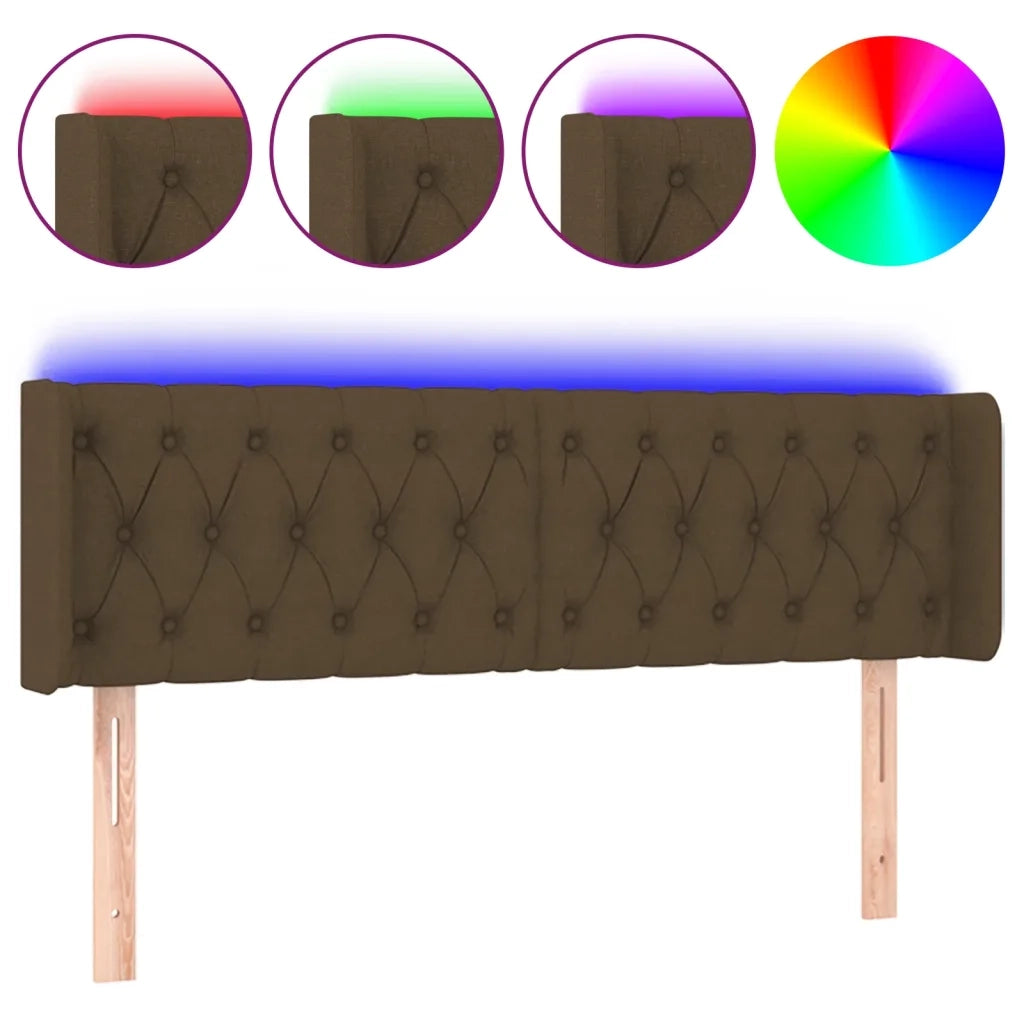 Testiera | Testata a LED Marrone Scuro 163x16x78/88 cm in Tessuto