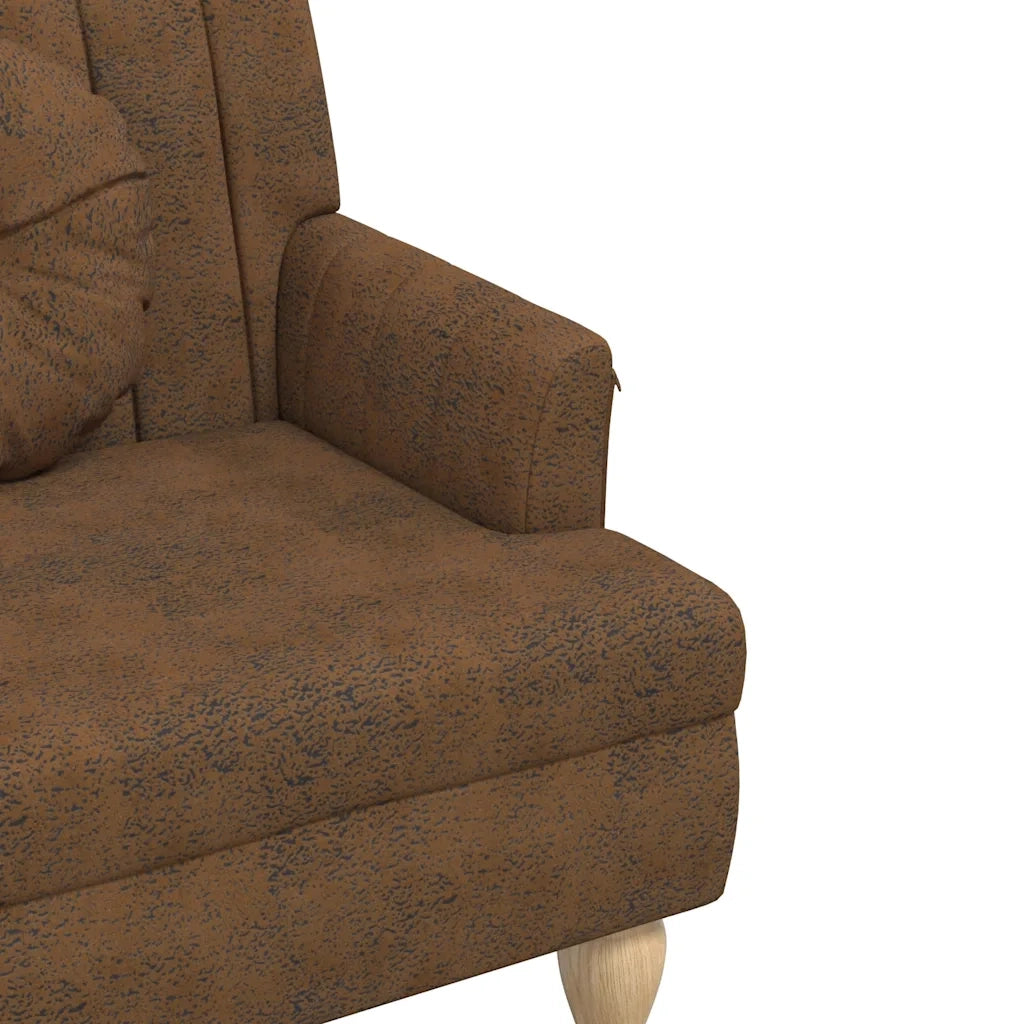 Panca con Cuscini Marrone 113x64,5x75,5 cm in Scamosciato CFW7485082
