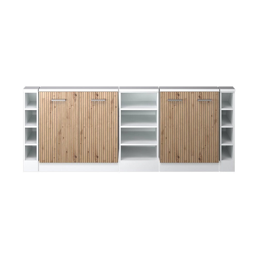 Vicco Mobile cucina sottotetto Rovere artigianale/bianco 210 cm Set di 5