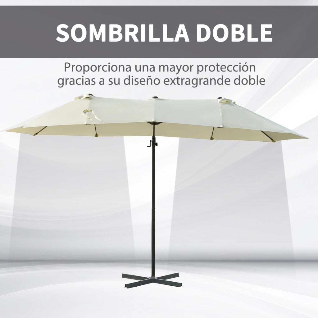 Ombrellone Doppio da Giardino 270x445x260 cm ¨C Xylo ¨C Beige con Manovella Inclinabile