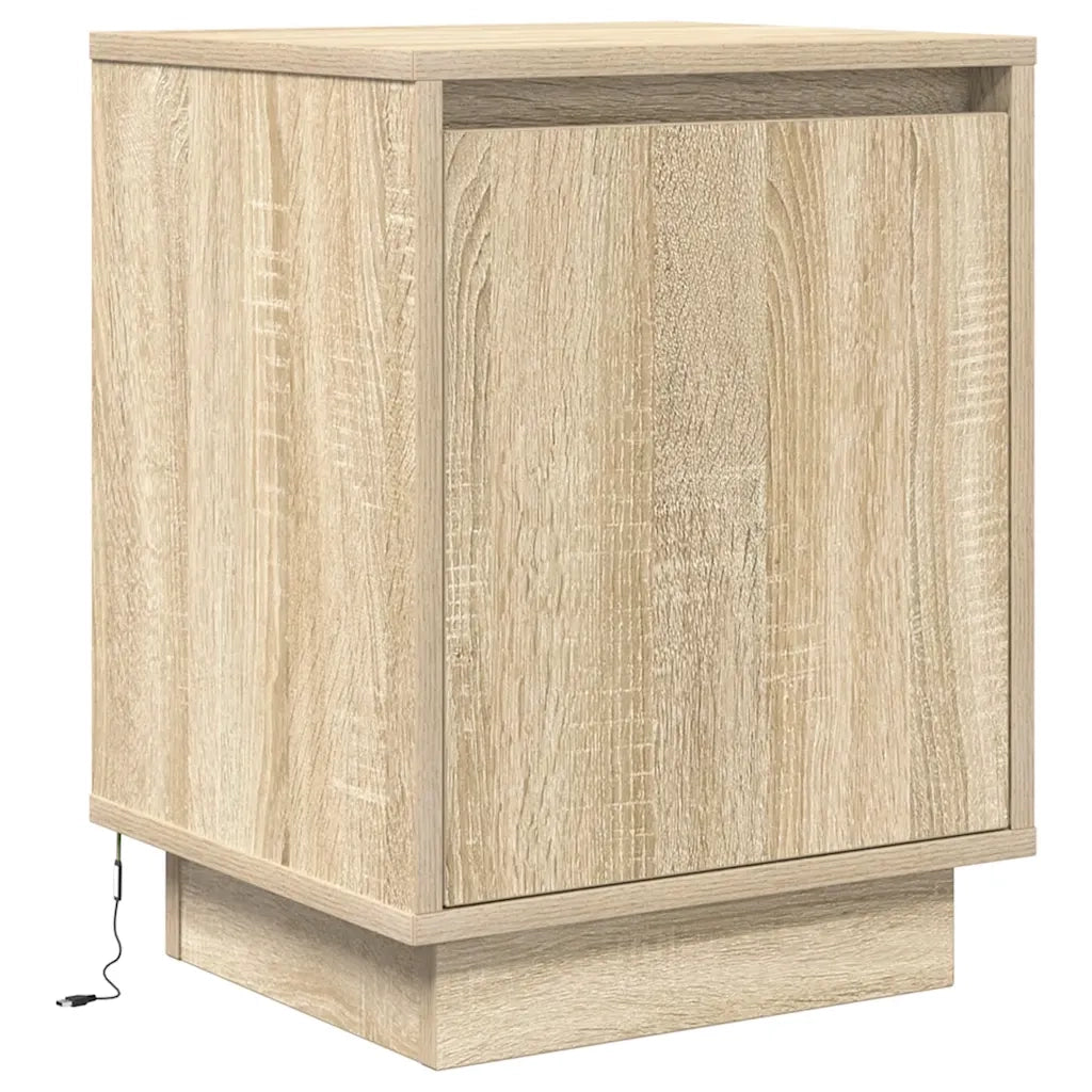Comodino con Luci LED-Tavolino da notte Rovere Sonoma 38x34x50 cm