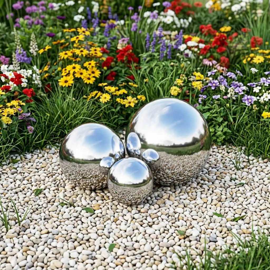 Palla a Specchio 3 pcs Ø 20 cm Argento Acciaio Inossidabile 201 42008430