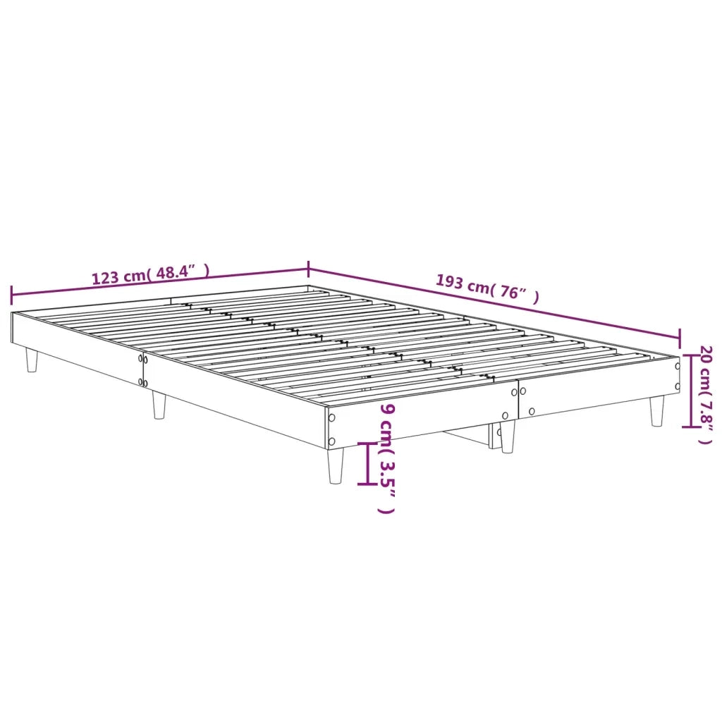 Letto matrimoniale | Letto per adulti | Giroletto senza Materasso Rovere Marrone 120x190 cm Truciolato