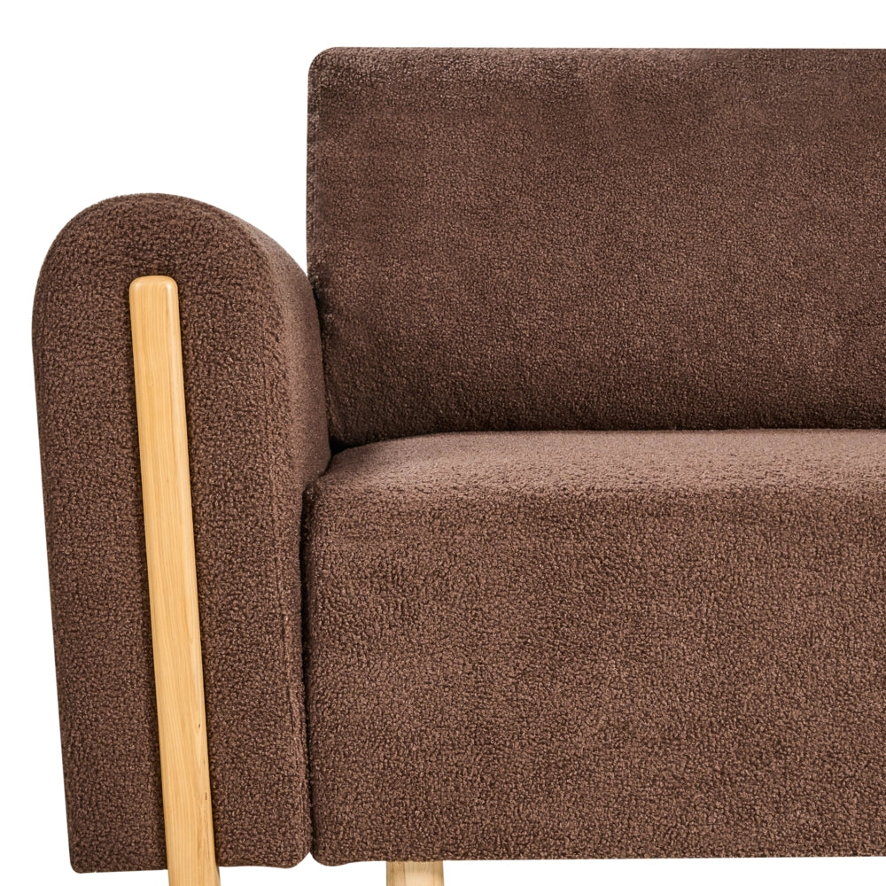Divano letto in tessuto marrone Rivestito con meccanismo Click-Clack Sleeper con contenitore Stile minimalista con braccioli