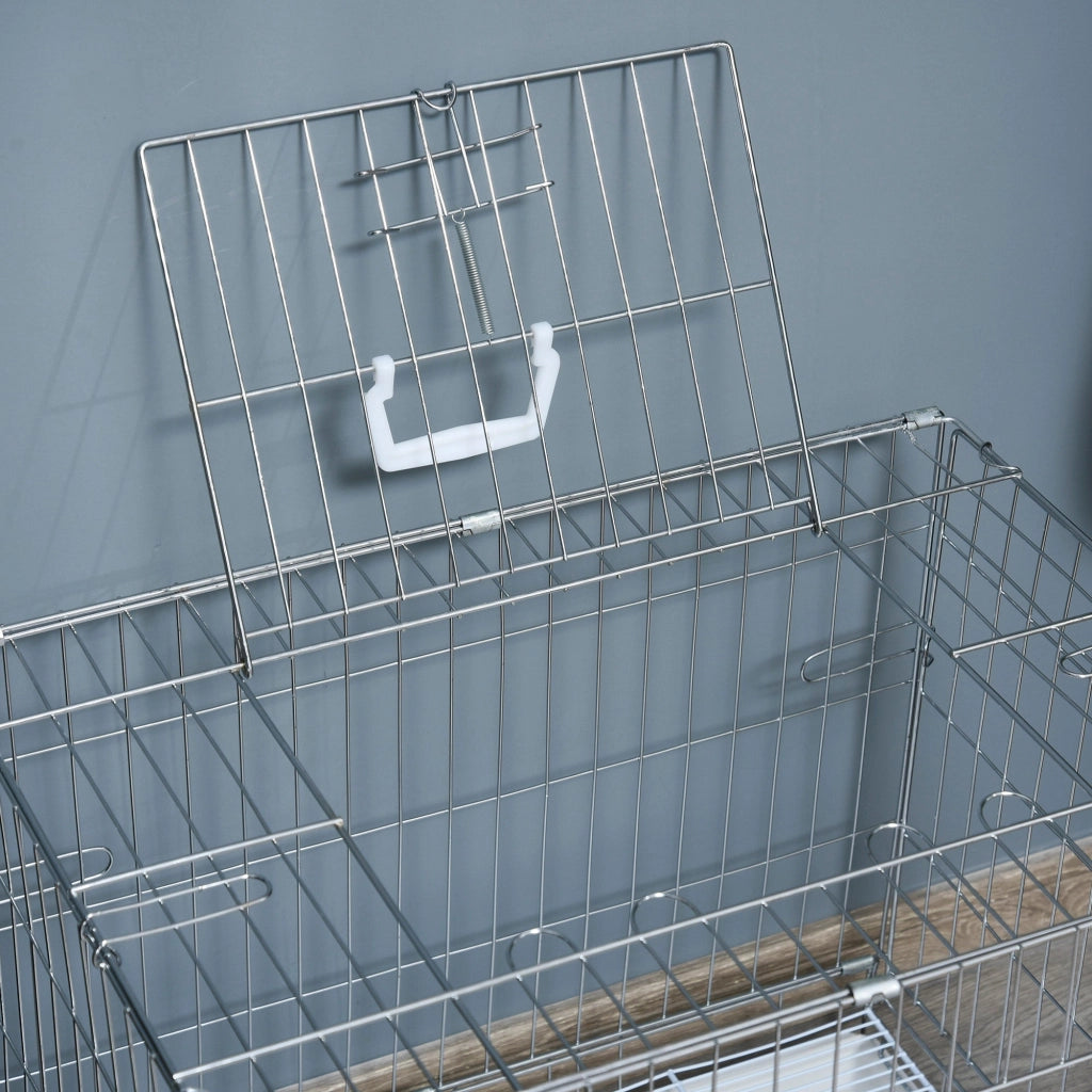 Gabbia Trasportino per Cani Gatti 61x43x53 cm Pieghevole in Metallo