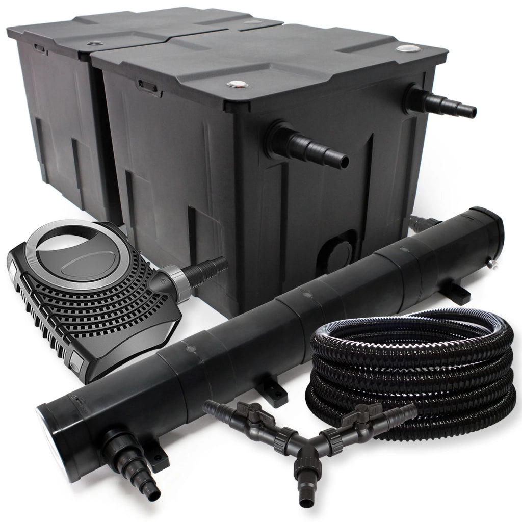 Set Filtro 60.000l Chiarificatore laghetto 72W Pompa NEO8000 70W Tubo 25m