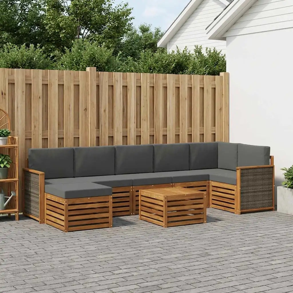 Set di divani da esterno con cuscino 7 pcs Naturale e Antracite 3384648