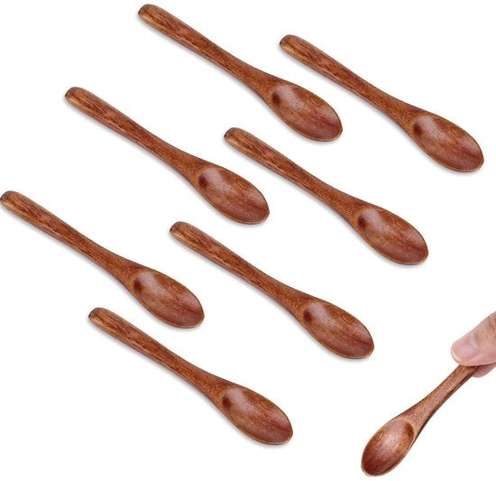 Lepels in Legno 10cm - 8 Pezzi - Lepels da Cucina - Lepels da Tavola - Lepels per Erba - Lepels da Servire - Accessori Cucina