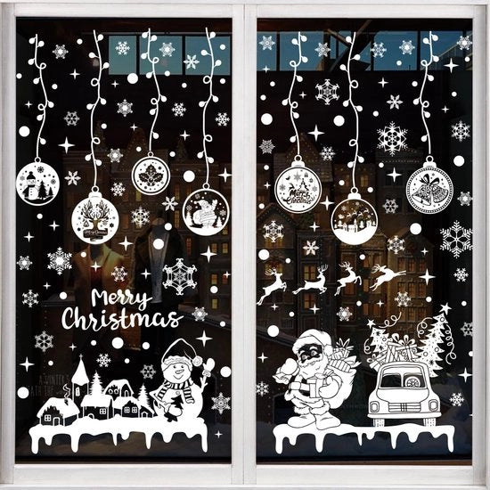 Decorazioni per finestre e porte elettricamente adesive per Natale, PVC, riutilizzabili, per abitazioni, negozi e ingressi, per finestre e porte di vetro (237)