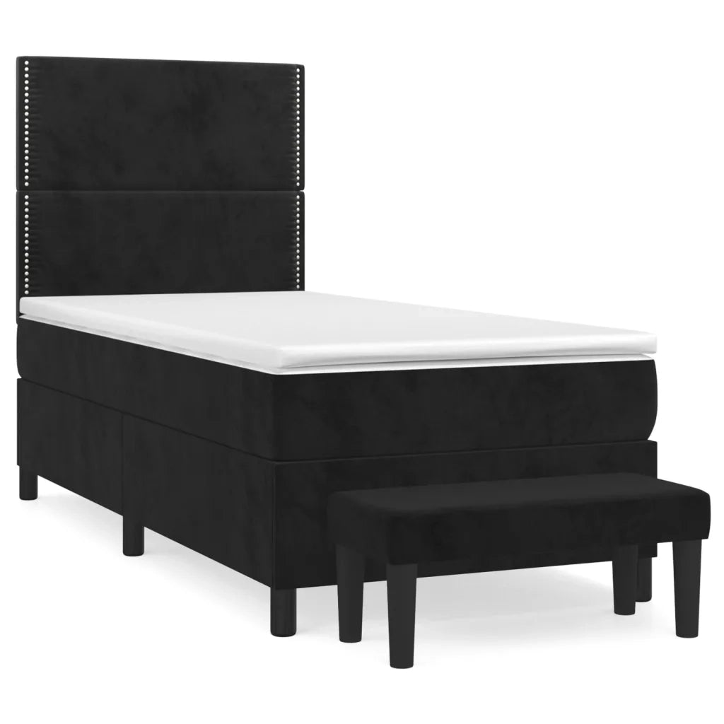 Giroletto a Molle con Materasso Nero 80x200 cm in Velluto 3137751
