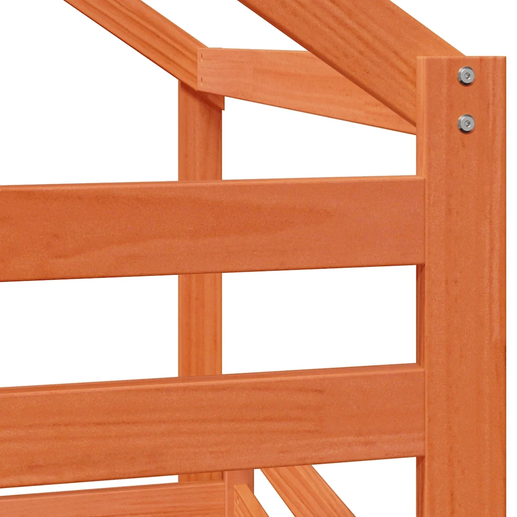 Letto a Castello con Tetto Cera 90x200 cm Legno Massello Pino