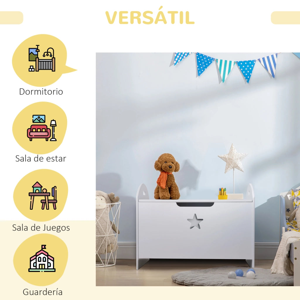Baulino per bambini con coperchio di sicurezza ¨C zephmum ¨C 62x40x46,5 cm bianco