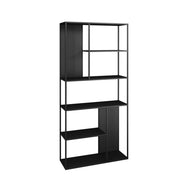 Mobile contenitore indipendente dal design senza tempo Vehmaa per soggiorno o camera da letto con pannelli decorativi in ​​acciaio 188 x 90 x 30 cm nero 03_0011158