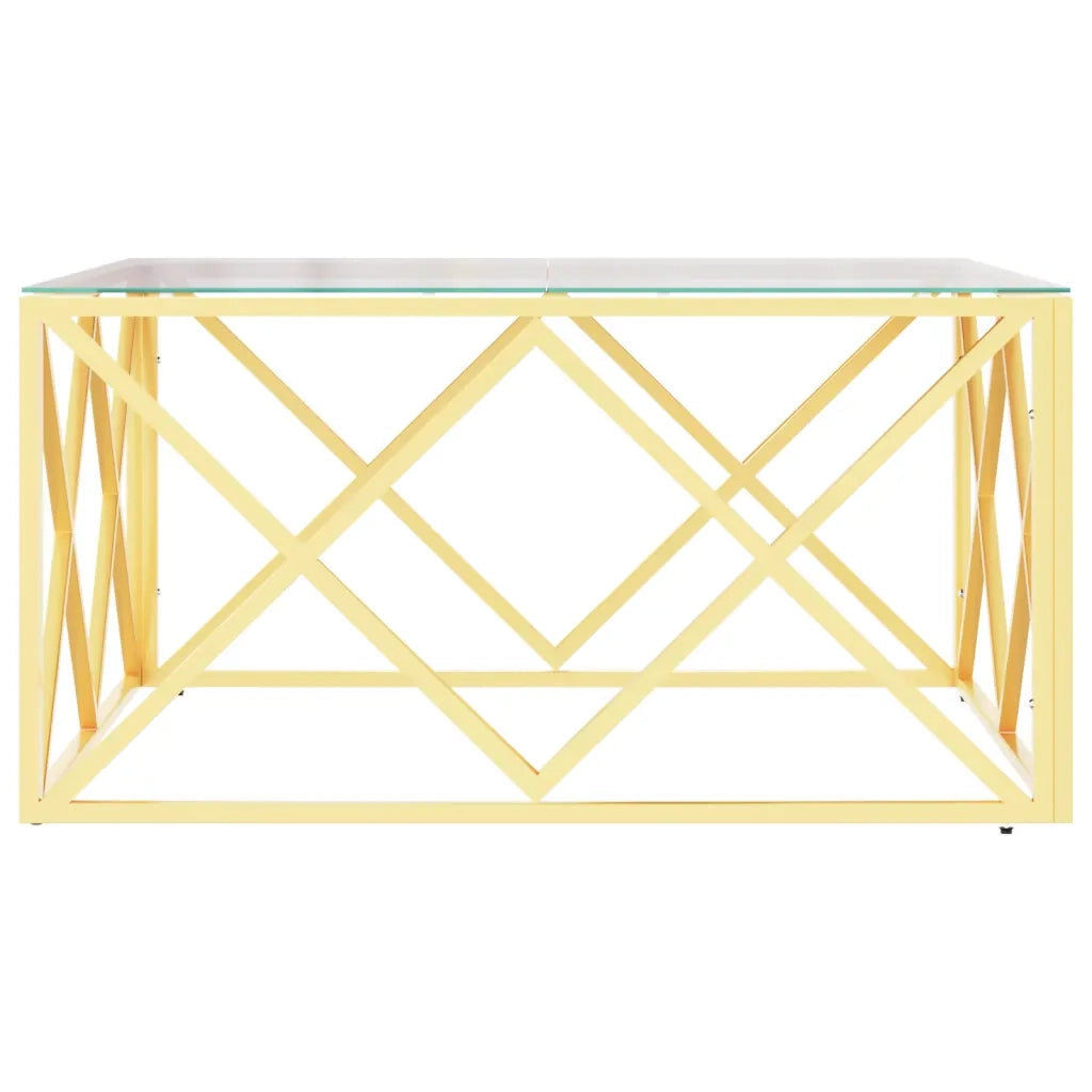 Tavolino da Salotto 80x80x40 cm in Acciaio Inox e Vetro