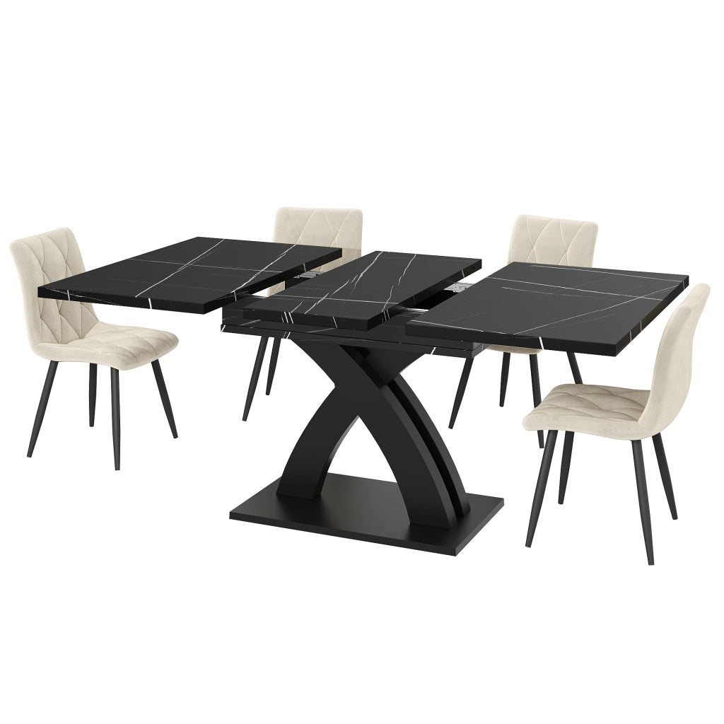 Tavolo da Pranzo Allungabile ¨C Xylo ¨C Nero, Legno, 120(160)x80x76 cm, 6 Persone