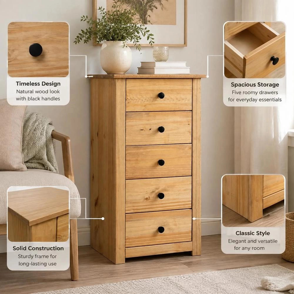 Sideboard 46x40x89 Cm Pine Wood Panama
