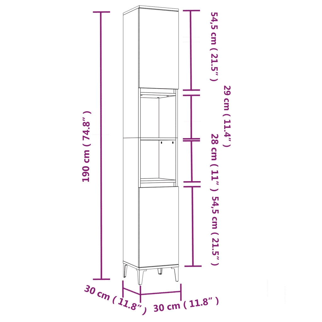 Set Mobili da Bagno 3 pz Grigio Sonoma in Legno Multistrato 3185549