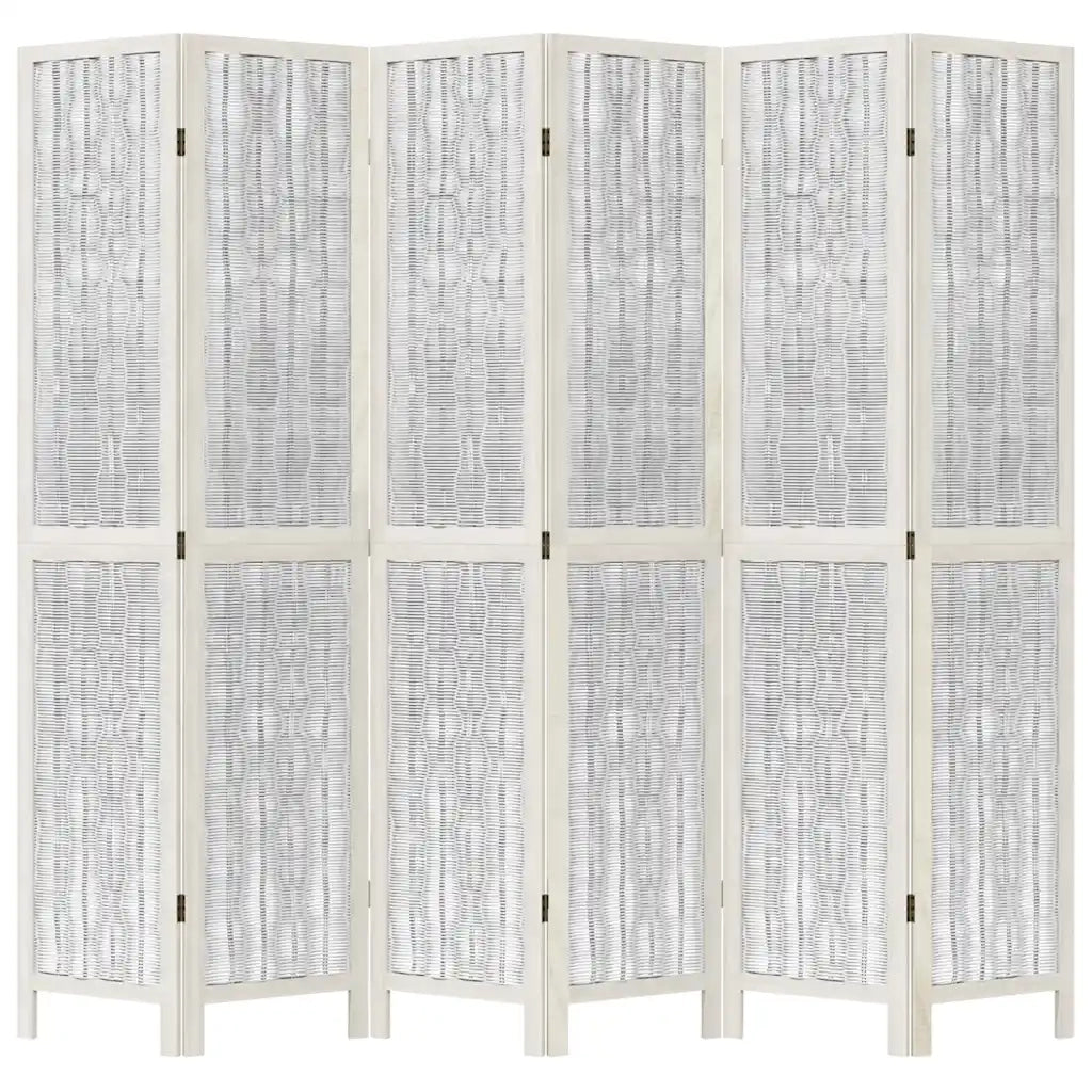 Divisorio Ambienti 6Pannelli Bianco Legno Massello di Paulownia