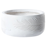 Vaso per piante da esterno in fibra di argilla bianco 25 x 25 x 14 cm Vaso rotondo resistente alle UC Motivo a foglie tradizionale