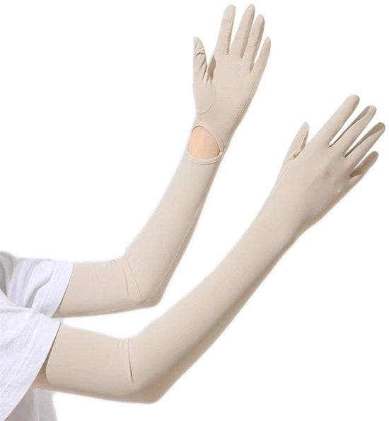 Maniche lunghe senza dita per donne - guanti antiscivolo con riflessi solari - guanti touchscreen con lunghe dita e maniche fresche - adatti per pescare, guidare, andare in bicicletta e attività all'aperto estive