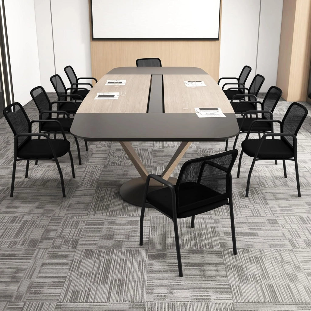 GAINTEX Set di Sedie per Sala Riunioni, con Schienale Ergonomico e Braccioli, Sedia da Conferenza in Rete, da Ufficio per Reception, Sedia per Sala Formazione, Nero