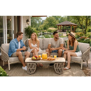 Salotto da giardino 4 posti CORDIA beige in alluminio con divano, poltrone e tavolino