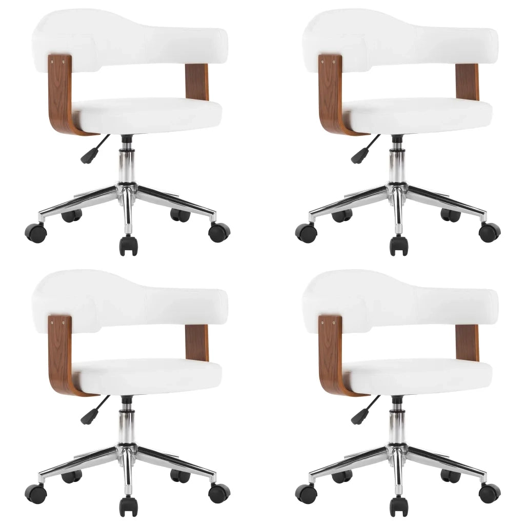 Sedie da Pranzo Girevoli 4 pz Bianche Legno Curvo e Similpelle 3054894