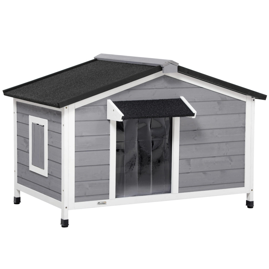 Casetta da giardino per cani con tetto apribile resistente alle intemperie in legno massello nero 109 × 79 × 72 cm