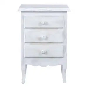 Comodino in legno Shabby chic bianco consumato provenzale